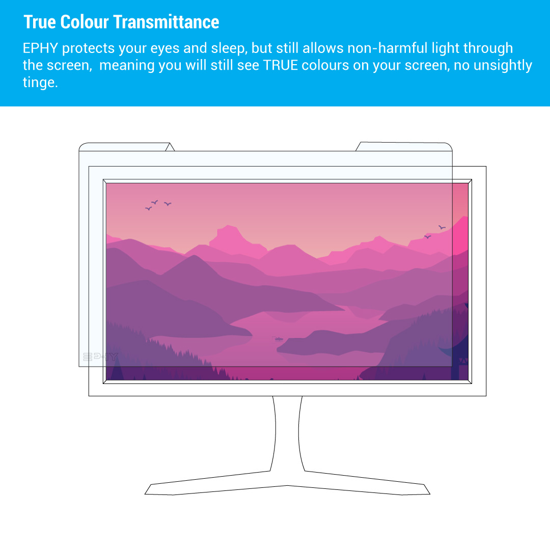 EPHY Anti Blue Light Screen Protector Filter – Blue Blocking  Computer Monitor & Laptop Screen Protector – Easy On/Off Removable