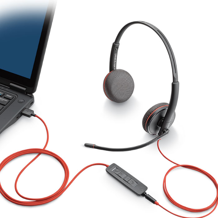 Plantronics Blackwire C3220 Wired USB-A Dual Ear (Stereo) Headset w/ Boom Mic