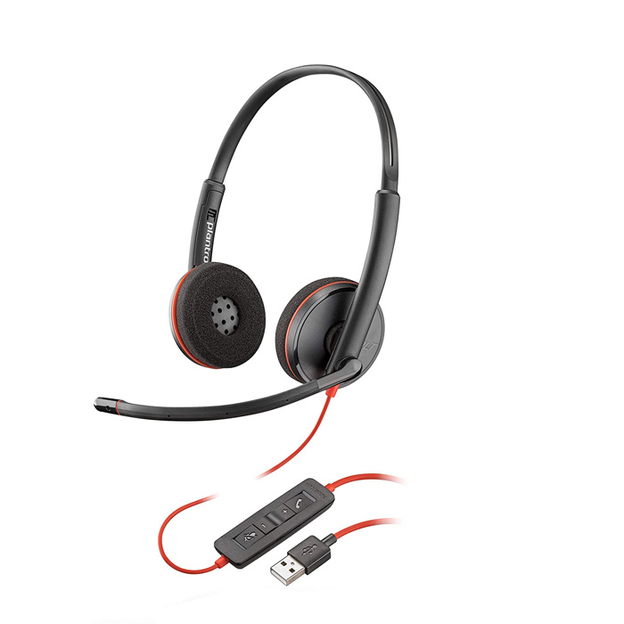 Plantronics Blackwire C3220 Wired USB-A Dual Ear (Stereo) Headset w/ Boom Mic