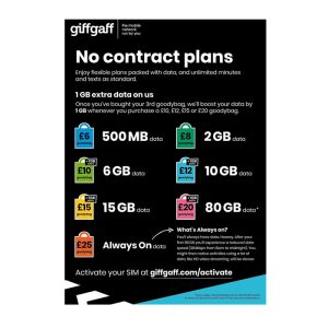 FREE giffgaff Pay As You Go SIM  – Flexible Calls, Data & Text Bundles