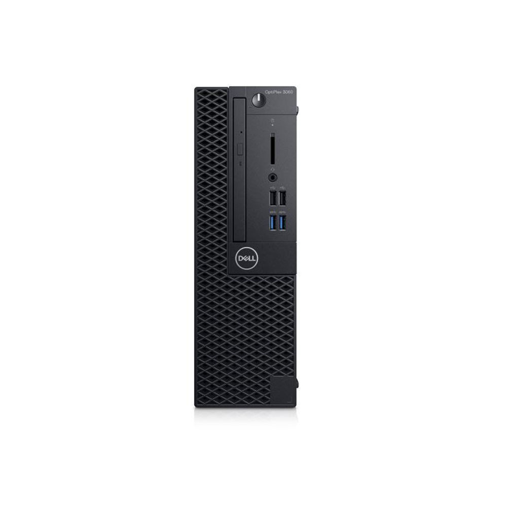 Dell OptiPlex 3060 Small Form Factor desktop front view showing power button, USB ports and compact business design