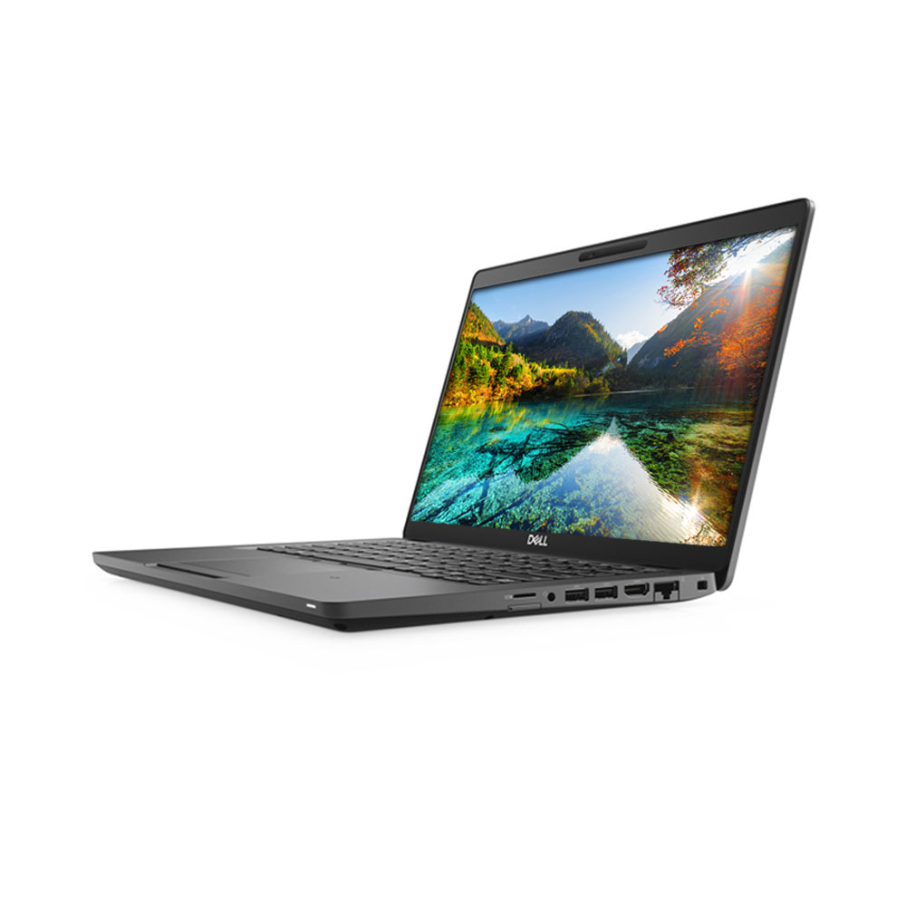 Dell Latitude 5400 angled left showing screen, keyboard and right side ports